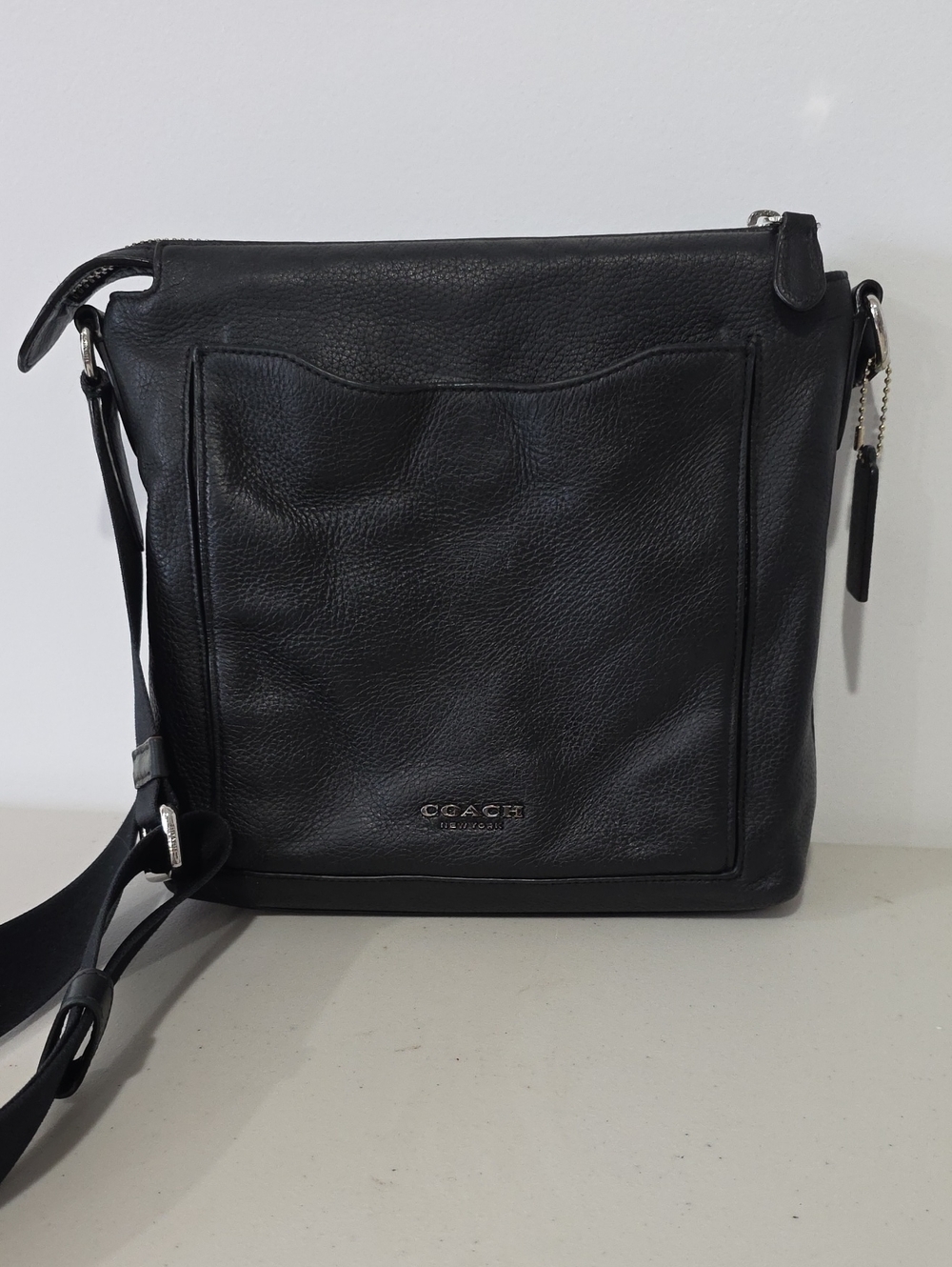 Coach Beckett Black Pebbled Leather Messenger Crossbody Bag, Strong Strap